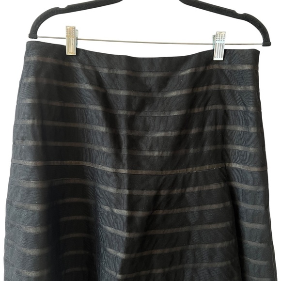 PER SE SKIRT NWT 14 PER CHARM LINE SILK SIDE ZIP RIBBON DETAIL ELEGANT STRIPES - Picture 2 of 11